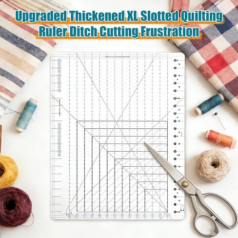 XL Slotted Quilting Ruler 17-3/4 x 22 - Non-Slip High Precision Acrylic Extra Large Quilting Template for Fabric Cutting Sewing Patchwork Crafting,Professional Quilting & Sewing Supplies in Saudi Arabia
