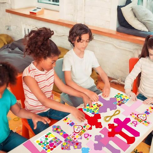 مجموعة Treasure Cove Valentine Crafts DIY مجموعة الحرف الدينية المتقاطعة لعيد الحب المسيحي وحلي معلقة يوم الأحد ملصق حرفي للمدرسة للمنزل والفصول الدراسية لتزيين الحفلات 30 قطعة in Saudi Arabia