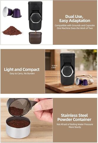 Gonetre Manual Portable Espresso Maker, 100ml Coffee Maker Portable Espresso Machine High Efficiency Compact Hand Press Coffee Machine For Home Outdoor Travel in Saudi Arabia