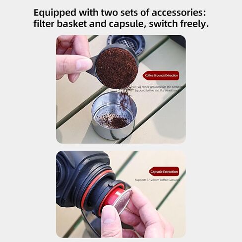 Gonetre Manual Portable Espresso Maker, 100ml Coffee Maker Portable Espresso Machine High Efficiency Compact Hand Press Coffee Machine For Home Outdoor Travel in Saudi Arabia