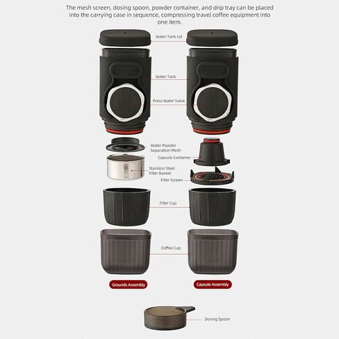 Gonetre Manual Portable Espresso Maker, 100ml Coffee Maker Portable Espresso Machine High Efficiency Compact Hand Press Coffee Machine For Home Outdoor Travel in Saudi Arabia