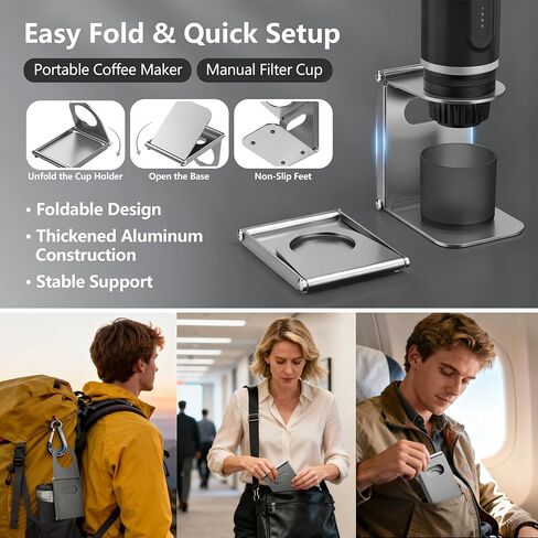 Foldable Universal Electric Travel Coffee Machine Stand, Portable Espresso Maker Stand, Lightweight Pour Over Coffee Stand, Easy to Carry & Ready to Use in Saudi Arabia