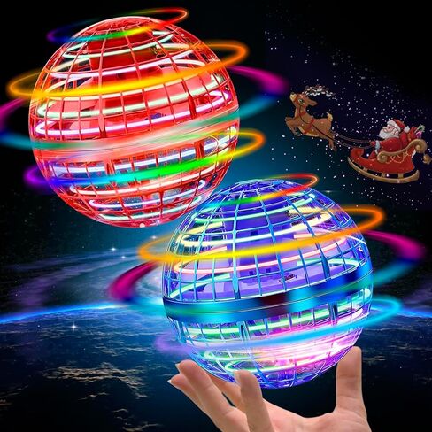 لعبة كرة الجرم السماوي الطائرة المُحدثة لعام 2025، طائرة بدون طيار صغيرة بدون طيار على شكل كرة هوفر بوميرانج - كرة دوارة سحرية عائمة للذبابة المجرية، للأولاد والبنات والأطفال (أزرق + أحمر) in Kuwait