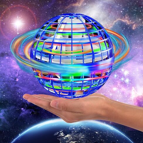 لعبة كرة الجرم السماوي الطائرة المُحدثة لعام 2025، طائرة بدون طيار صغيرة بدون طيار على شكل كرة هوفر بوميرانج - كرة دوارة سحرية عائمة للذبابة المجرية، للأولاد والبنات والأطفال (أزرق + أحمر) in Kuwait