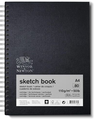كتاب رسم حلزوني Winsor & Newton 6673001 - 50 ورقة رسم 170 جم/م² مع أوراق مثقوبة صغيرة بمقاس DIN A6 in Kuwait