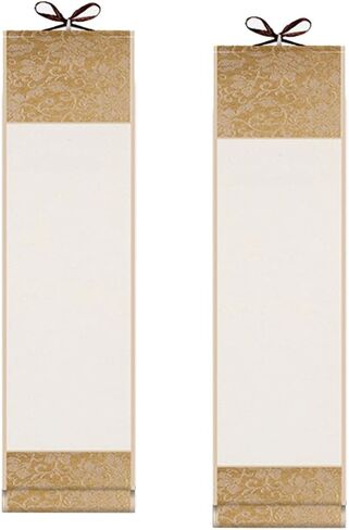 2Pcs Small Chinese Calligraphy Blank Hanging Scrolls Blank Drawing Paper Scrolls Wall Decorative Hanging Scroll for Calligraphy Writing and Painting Supplies, Beige in Saudi Arabia