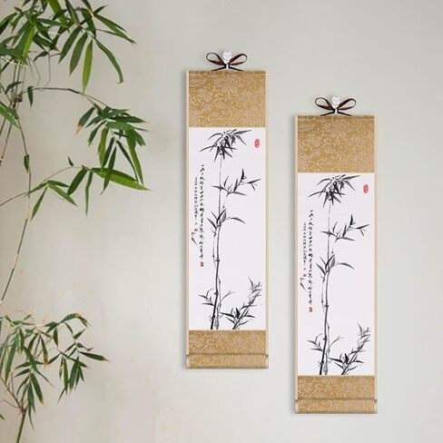 2Pcs Small Chinese Calligraphy Blank Hanging Scrolls Blank Drawing Paper Scrolls Wall Decorative Hanging Scroll for Calligraphy Writing and Painting Supplies, Beige in Saudi Arabia