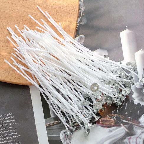 100 Piece Natural Candle Wick, Low Smoke 6" Pre-Waxed & 100% Natural Cotton Core,for Candle Making,Candle DIY in Saudi Arabia