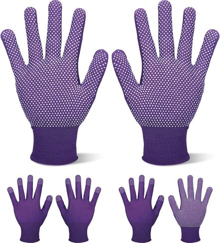 2 Pairs Quilting Machine Gloves Garden Cut Resistant Gloves Gardening Purple Glove with PVC Anti Slip Dots One Size for Quilters Free Motion Sewing, Outdoor Work, Berry Picking in Saudi Arabia