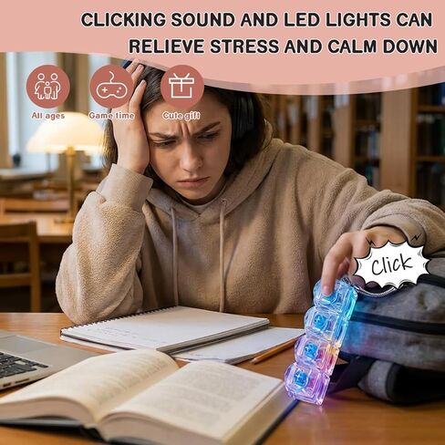 2 Pcs Keyboard Fidget Toy Light Up, Heart Shape Clicker Keyboard Fidget Keychain, Black White 4-in-1 Loud Stress Relief Fidget Keyboard for Adult Anxiety Decompression in Kuwait
