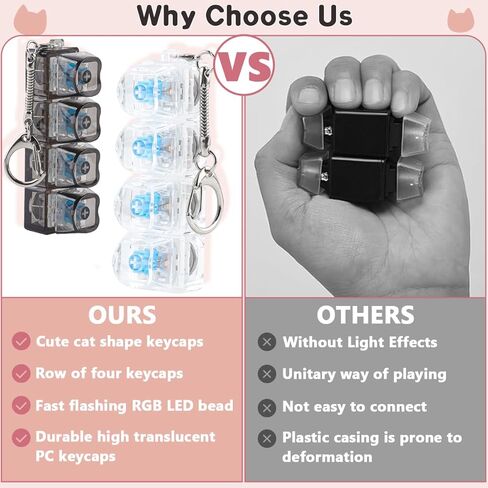 2 Pcs Keyboard Fidget Toy Light Up, Heart Shape Clicker Keyboard Fidget Keychain, Black White 4-in-1 Loud Stress Relief Fidget Keyboard for Adult Anxiety Decompression in Kuwait
