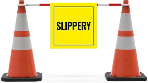 Slippery Cone Bar Sign with Bar, 18x18 Banner with Bar, Fade Resistant, Made in USA by Sigo Signs in Saudi Arabia