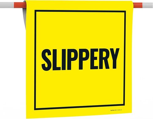 Slippery Cone Bar Sign with Bar, 18x18 Banner with Bar, Fade Resistant, Made in USA by Sigo Signs in Saudi Arabia