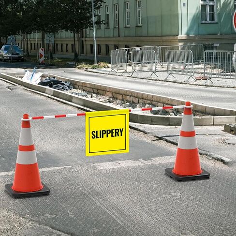 Slippery Cone Bar Sign with Bar, 18x18 Banner with Bar, Fade Resistant, Made in USA by Sigo Signs in Saudi Arabia