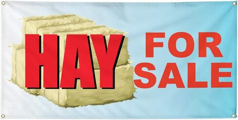 Custom Vinyl Banner Multiple Sizes Hay for Sale Business F2 Lawn and Garden Outdoor Weatherproof Industrial Yard Signs 4 Grommets Personalized Text Here 24x48Inches in Saudi Arabia