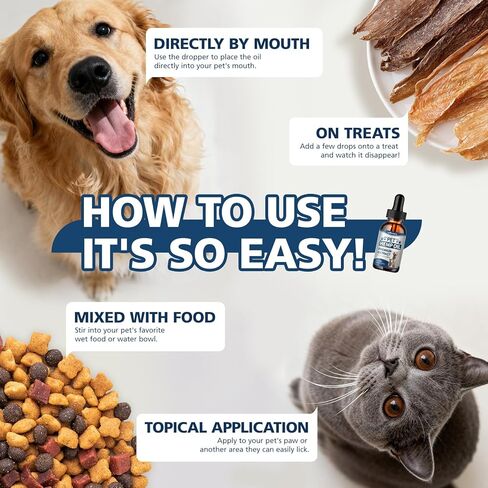 زيت النمر للكلاب والقطط (عبوتان)-قطرات زيت النمر للحيوانات الأليفة تساعد في تخفيف القلق والألم والالتهاب والاسترخاء وتعزز الشهية وتدعم المفاصل in Kuwait