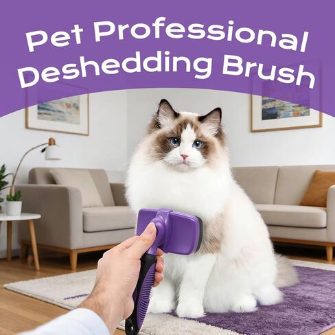 AMIAO Self-Cleaning Pet Deshedding Brush (Suitable for Dogs & Cats) – A Gentle Deshedding Tool for Long & Short-Haired Pets, Easy-to-Use Hair Removal Grooming Brush in Saudi Arabia