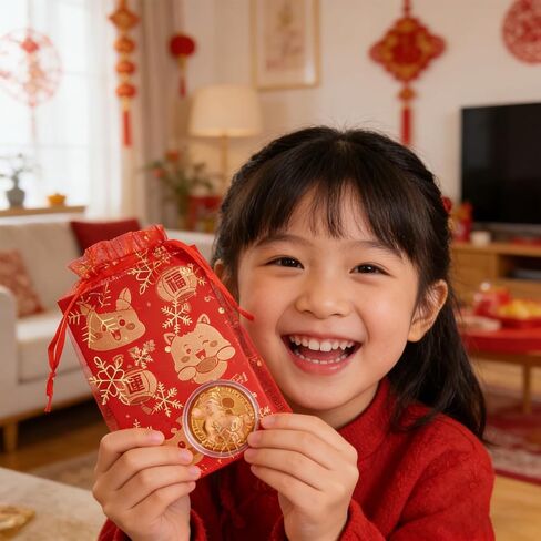 24 Set Chinese New Year Gift Horse Lucky Coins Red Envelopes Bulk 2026 Lunar New Year Gift Feng Shui Red Packet Lucky Contains Chinese Feng Shui Coins with Bag for Spring Festival Party Supplies in Kuwait