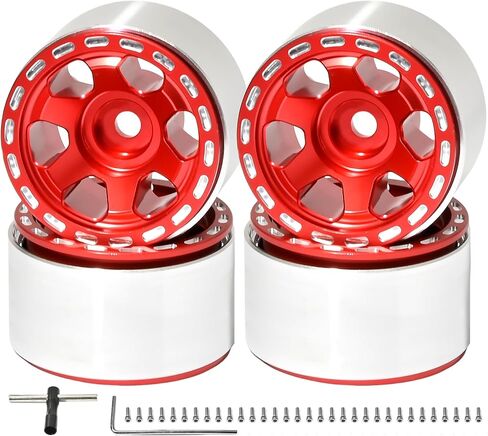 مجموعة حافة عجلة 1.0 من سبائك الألومنيوم RC جزء ترقية لـ Traxxas 1/18 TRX4M 1/24 محوري SCX24 FMS FCX24 Gladiator Bronco C10 JLU Deadbolt B17 RC Crawlers ترقية الطرق الوعرة (4 قطعة/المجموعة) in Saudi Arabia