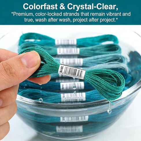 Embroidery Thread & Floss, 20-Color Lake Blue Series, 8 Meters/Skein (160M Total), for Friendship Bracelets, Cross Stitch & Tassels in Saudi Arabia