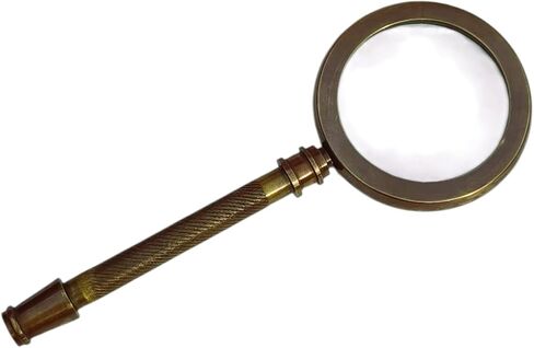 5X Brass Handheld Magnifier Glass – Antique Style Reading Magnifying Glass with Brass Handle for Books, Newspapers, Crafts, Insect Observation & Classroom Science Study Tool in Saudi Arabia