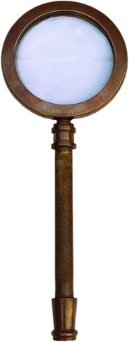 5X Brass Handheld Magnifier Glass – Antique Style Reading Magnifying Glass with Brass Handle for Books, Newspapers, Crafts, Insect Observation & Classroom Science Study Tool in Saudi Arabia