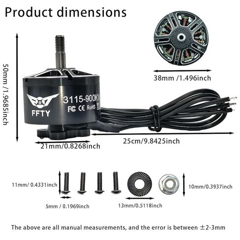 3115 900KV Drone Motors - 3-6S Li-ion Battery, 9-11 inch Propeller, Max Power 1300W Brushless Motor for Multirotor Drones,RC Plane (4) in Saudi Arabia