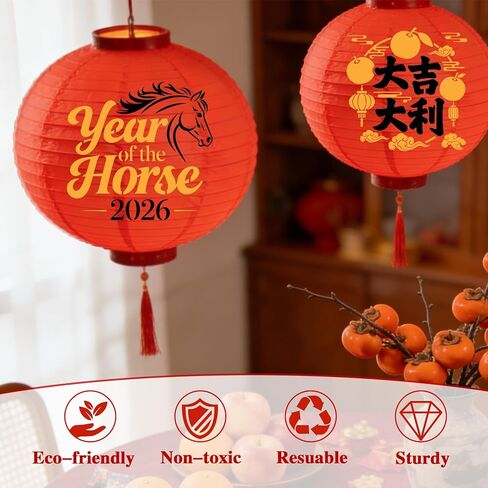 Konsait 16 PCS Lunar New Year Stencils for Painting on Wood, Year of The Horse 2026 Spring Festival Reusable Templates Stencils for Drawing Fabric Chinese New Years Crafts Decorations for Home in Saudi Arabia