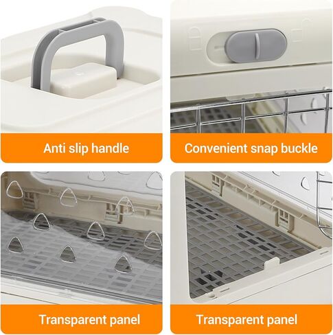 قفص كلب قابل للطي من Ciciglow حامل حيوانات أليفة قابل للطي للقطط والكلاب مع تصميم شفاف وشفاف معتمد من شركة الطيران للسفر 19.69 × 12.60 × 12.20 بوصة in Kuwait
