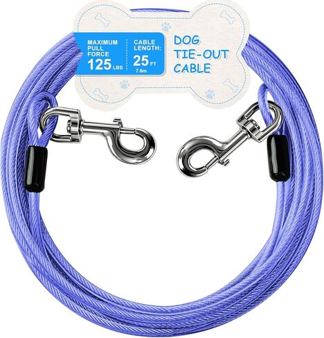 Tie Out Cable, 15/25/40/50 FT Runner Cable with Swivel Hook,Dog Leash Run Tether for Yard Outdoor and Camping,for Small to Medium Pets Up to 250 LBS（Blue） in Saudi Arabia