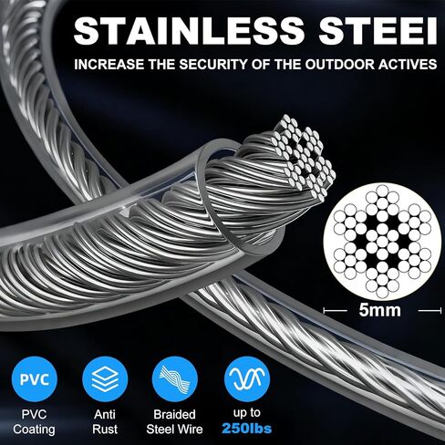 Tie Out Cable, 15/25/40/50 FT Runner Cable with Swivel Hook,Dog Leash Run Tether for Yard Outdoor and Camping,for Small to Medium Pets Up to 250 LBS（Blue） in Saudi Arabia