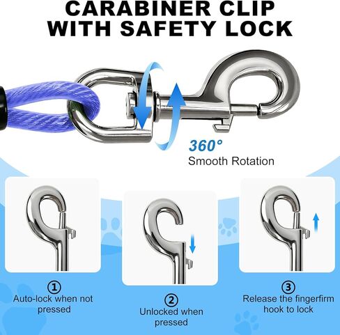 Tie Out Cable, 15/25/40/50 FT Runner Cable with Swivel Hook,Dog Leash Run Tether for Yard Outdoor and Camping,for Small to Medium Pets Up to 250 LBS（Blue） in Saudi Arabia