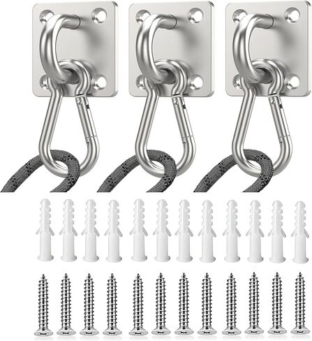 خطاف جداري مثبت على شكل ربطة عنق للكلاب مزود بمشبك - مقود آمن للكلاب في الأماكن الداخلية والخارجية، إدارة عملية للمقود من الفولاذ المقاوم للصدأ للكلاب الصغيرة والمتوسطة والكبيرة التي يصل وزنها إلى 500 رطل (قطعة واحدة: فضي) in Kuwait