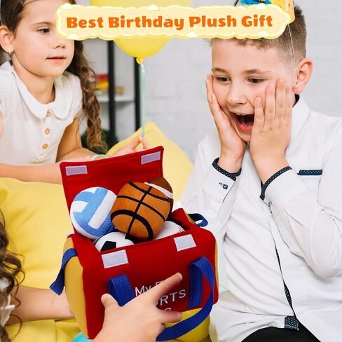 My First Sports Bag Plush, Baby Sports Toys Plushie with 5 Pcs Ball Plushy for Toddlers, First Birthday Gifts for Boys Girls in Saudi Arabia