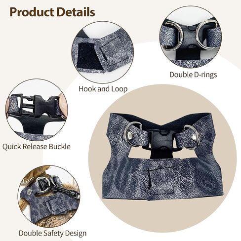 AIITLE 3 Pack Adjustable Bearded Dragon Harness and Leash Set - Leopard Print, Comfort Soft Leather Vest for Lizards, Iguanas, Guinea Pigs, Outdoor Camping & Walking, Blue in Saudi Arabia
