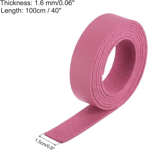 Leather Straps Strip Belt 1.5cm(0.6" Width) 100cm(40" Length) Leather Strips String Bright Pink for DIY Craft, Jewelry, Key Chains in Saudi Arabia
