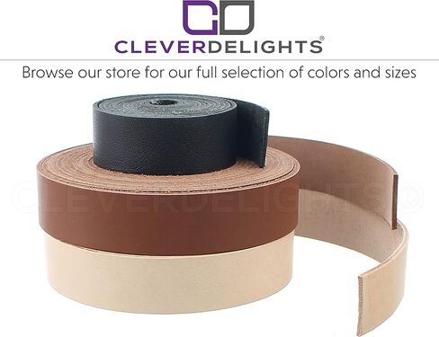 حزام جلدي أسود من CleverDelights مقاس 1 بوصة - 5 أقدام - شريط من الجلد الأصلي مقاس 25 مم in Kuwait
