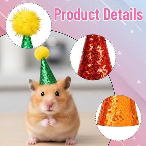 12 PCS Stuffed Animal Party Hats, Mini Birthday Hats for Stuffed Animals, Dog Party Hat Set with Pom Poms and Sequins, Perfect for Pet Birthday Parties and Photo Shoots in Saudi Arabia
