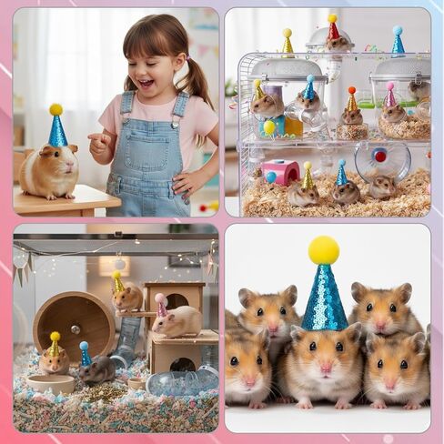 12 PCS Stuffed Animal Party Hats, Mini Birthday Hats for Stuffed Animals, Dog Party Hat Set with Pom Poms and Sequins, Perfect for Pet Birthday Parties and Photo Shoots in Saudi Arabia