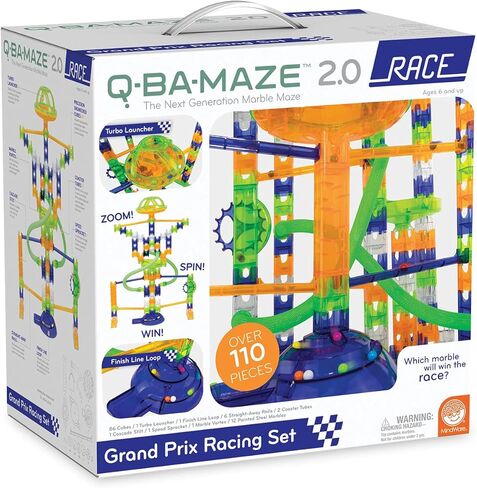 MindWare Q-BA-Maze 2.0 Grand Prix Racing Set – Marble Run Building Toy with Motion-Activated Lights, Ages 8 and Up in Saudi Arabia