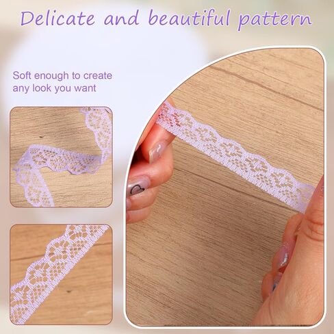30 ياردة شريط دانتيل أرجواني لفة 0.6 بوصة واسعة زهرة النسيج الدانتيل تقليم لفة الخياطة الحرف شريط تقليم لتزيين الزفاف وباقة وتغليف الهدايا in Saudi Arabia