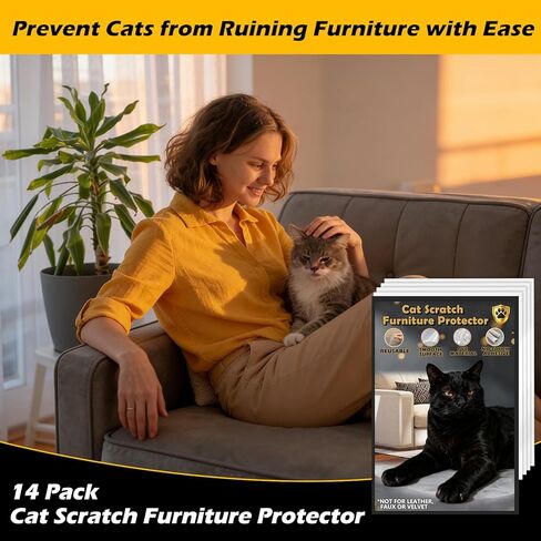 واقي الأثاث من خدش القطط، 14 قطعة، واقي شفاف مضاد للخدش للقطط، واقي خدش للأثاث ذاتي اللصق من جانب واحد (14 قطعة) in Kuwait