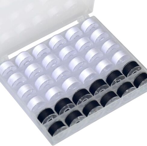36Pcs Bobbins and Sewing Threads with Plastic Bobbin Case for Multiple Sewing Machine, Pre-Wound Bobbins Set (Plastic Bobbins) in Saudi Arabia