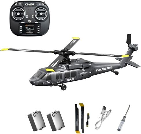 طائرة هليكوبتر بلاك هوك K200 بدون فرشاة RC، 2.4 جيجا 6 قنوات هليكوبتر عسكرية RC مع تدفق بصري، طيران مقلوب وأوضاع 3 سرعات، نموذج طائرة جيروسكوبية للتحكم عن بعد بـ 6 محاور للبالغين - بطارية واحدة in Kuwait