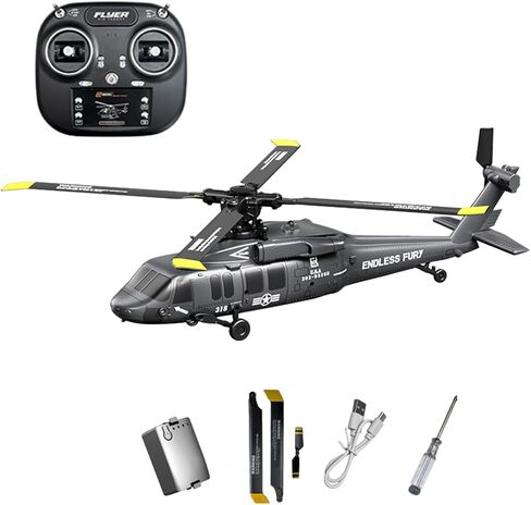 طائرة هليكوبتر بلاك هوك K200 بدون فرشاة RC، 2.4 جيجا 6 قنوات هليكوبتر عسكرية RC مع تدفق بصري، طيران مقلوب وأوضاع 3 سرعات، نموذج طائرة جيروسكوبية للتحكم عن بعد بـ 6 محاور للبالغين - بطارية واحدة in Kuwait