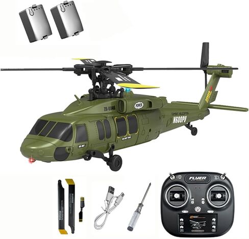 طائرة هليكوبتر بلاك هوك K200 بدون فرشاة RC، 2.4 جيجا 6 قنوات هليكوبتر عسكرية RC مع تدفق بصري، طيران مقلوب وأوضاع 3 سرعات، نموذج طائرة جيروسكوبية للتحكم عن بعد بـ 6 محاور للبالغين - بطارية واحدة in Kuwait