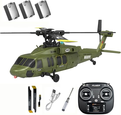 طائرة هليكوبتر بلاك هوك K200 بدون فرشاة RC، 2.4 جيجا 6 قنوات هليكوبتر عسكرية RC مع تدفق بصري، طيران مقلوب وأوضاع 3 سرعات، نموذج طائرة جيروسكوبية للتحكم عن بعد بـ 6 محاور للبالغين - بطارية واحدة in Kuwait