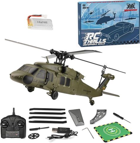 RC Helicopter Model, Wltoys K170 BK Hawk UH-60L 170 Size 4CH Flybarless Helicopter with Adjustable Left and Right Hand Throttle (RTF Version) in Saudi Arabia