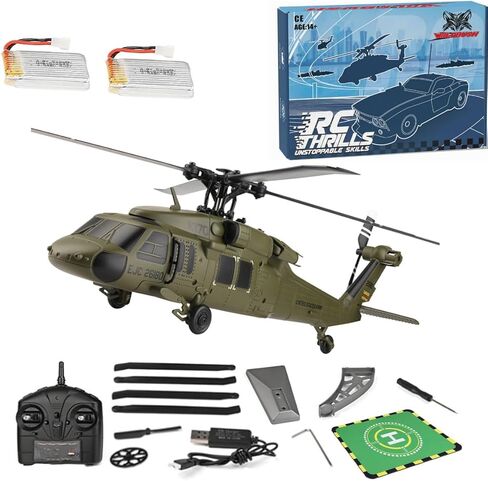 RC Helicopter Model, Wltoys K170 BK Hawk UH-60L 170 Size 4CH Flybarless Helicopter with Adjustable Left and Right Hand Throttle (RTF Version) in Saudi Arabia