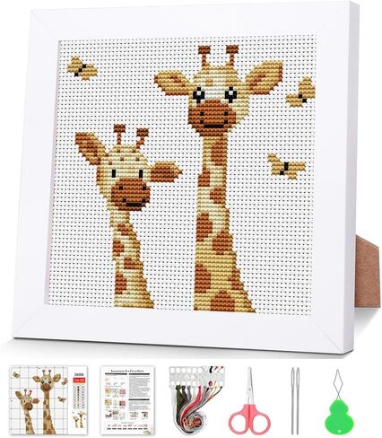 VIGEGU Cross Stitch Kits for Beginners,Salamander Stamped Cross Stitch for Adults with Framed,Crafts for Girls 8-12 Embroidery Kit Partial 11CT Cross-Stitch Arts and Crafts for Adults 6.7x6.7inch in Saudi Arabia